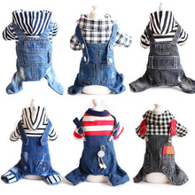 Load image into Gallery viewer, Fashion Stripe Denim Dog Jumpsuits
