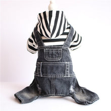 Load image into Gallery viewer, Fashion Stripe Denim Dog Jumpsuits
